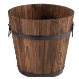 11.8 in. x 11.8 in. Burnt Wood Bucket Barrel