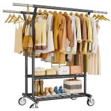 $106 HYSEYY Heavy Duty Clothes Rack, Rolling Cloth