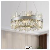 $200 24' Modern Chrome Crystal Chandeliers for Din