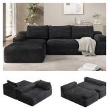 $360 Yaheetech 110' Sectional Sofa Boneless Couch