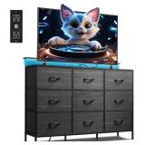 $86 WLIVE Bedroom Dresser TV Stand 9 Drawers, Fabr