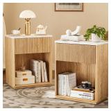 $96 Modern Fluted Nightstand Set of 2 for Bedroom,