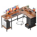 $130 Korfile 59 inch L Shaped Computer Desk with P