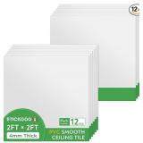 $120 STICKGOO Drop Ceiling Tiles 2ft x 2ft, White
