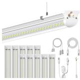 $176 10Pack 8FT LED Shop Light, 6000K White 100W S
