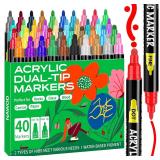 $17 NAWOD 40 Acrylic Paint Pens, Dual Tip Acrylic