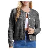 $38 L-ALLOVIN Women's Wool Blend Tweed Knit Cardig