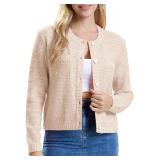 $36 S-ALLOVIN Women's Wool Blend Tweed Knit Cardig