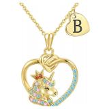 Unicorn Initial Necklaces for Girls Kids Women - 1