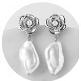 $10 SWEETV Baroque Pearl Drop Earrings for Women,