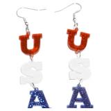 Women Adult Patriotic Dangle Drop Stud Earrings, 4