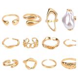 $7 Mikovivi 12pcs Chunky Gold Rings Set for Women,