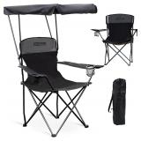 $40 YOUNG WOOD Camping Chair with Canopy, Beach Ch