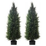$121 Artificial Cedar Topiary Tree, 2-Set, 4 Feet