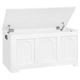 $90 DINZI LVJ Storage Chest, Wooden Toy Box, White