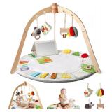 $80 Macabaka Wooden Baby Play Gym & Tummy Time Pla