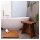 $140 Nordic Teak Rustic Shower and Bath Stool with
