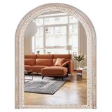 24' Round Mirror Farmhouse Wooden Frame Circle Mir