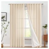 $52 jinchan Lined Linen Curtains Privacy Back Tab