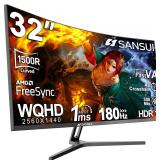 $230 SANSUI 32-Inch Curved Gaming Monitor WQHD 256