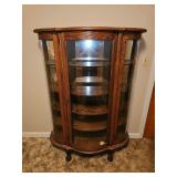 Oak Curio Cabinet Curved Glass