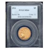 1911 $5 MS 64 PCGS Gold Coin