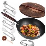 $33 12.8' Carbon Steel Wok-11Pcs Woks & Stir...