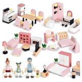 $29 Wooden Dollhouse Furniture Set with 4...