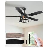 $90 EDISHINE 42  Black Farmhouse Ceiling Fans...