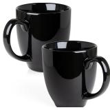 Set of 2 Durable 16 oz Coffee Cups, Large Black...