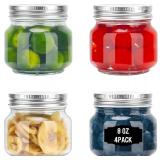 Glass Mason Jars, 4 Pack 8oz Clear Glass...