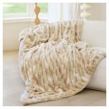 $50 Ultra Soft Faux Rabbit Fur Throw Blanket,...