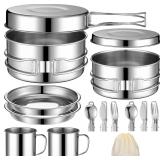 14 Piece Camp Cooking Set, Stainless Steel...