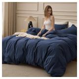 $61 Bedsure 100% Washed Cotton Duvet Cover King...