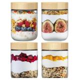 NETANY 4-pack 16oz Glass jars with Airtight...