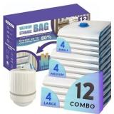 12 Pack Vacuum Storage Bags with Electric Pump,...