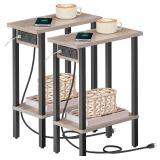 $40 HOOBRO Narrow Side Tables, Set of 2, 2-Tier...