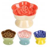 S&Q's CERAMICS Raised Slow Feeder Cat Bowl,...