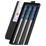 $26 Metal Chopsticks Reusable, 3 Pairs Non-Slip...