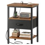 $62 SUPERJARE Nightstand with Charging Station,...