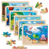 $23 Wooden Puzzles for Kids Ages 4-6, 6 Packs...
