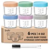 $22 DRKIO 6 Pack Glass Baby Food Storage...