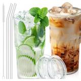 $24 18.5oz Glass Cups with Lids and Straws -...