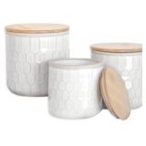 $55 Honeycomb Design with Wood Lid, White 5.5 x...