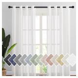 $19 NICETOWN White Sheer Linen Curtains for...