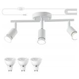 $45 Dimmable 3 Light White Plug in Track Light...
