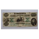 1862 $10 Virginia Treasury Note