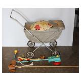 Vintage Doll Baby Stroller, Stick Horse, Mobiles