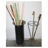 2 Umbrella Stands, Yard Sticks, Newspaper Hanger