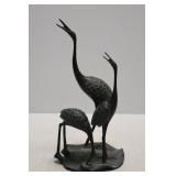 Cast Metal Crane Sculpture